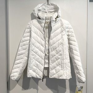 Michael Kors White Puffy Coat, Medium, Packable Hoodie